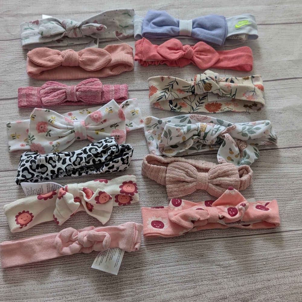 Bundle Of 13 Cute Baby Girl Headbands Size 0-6 Months
